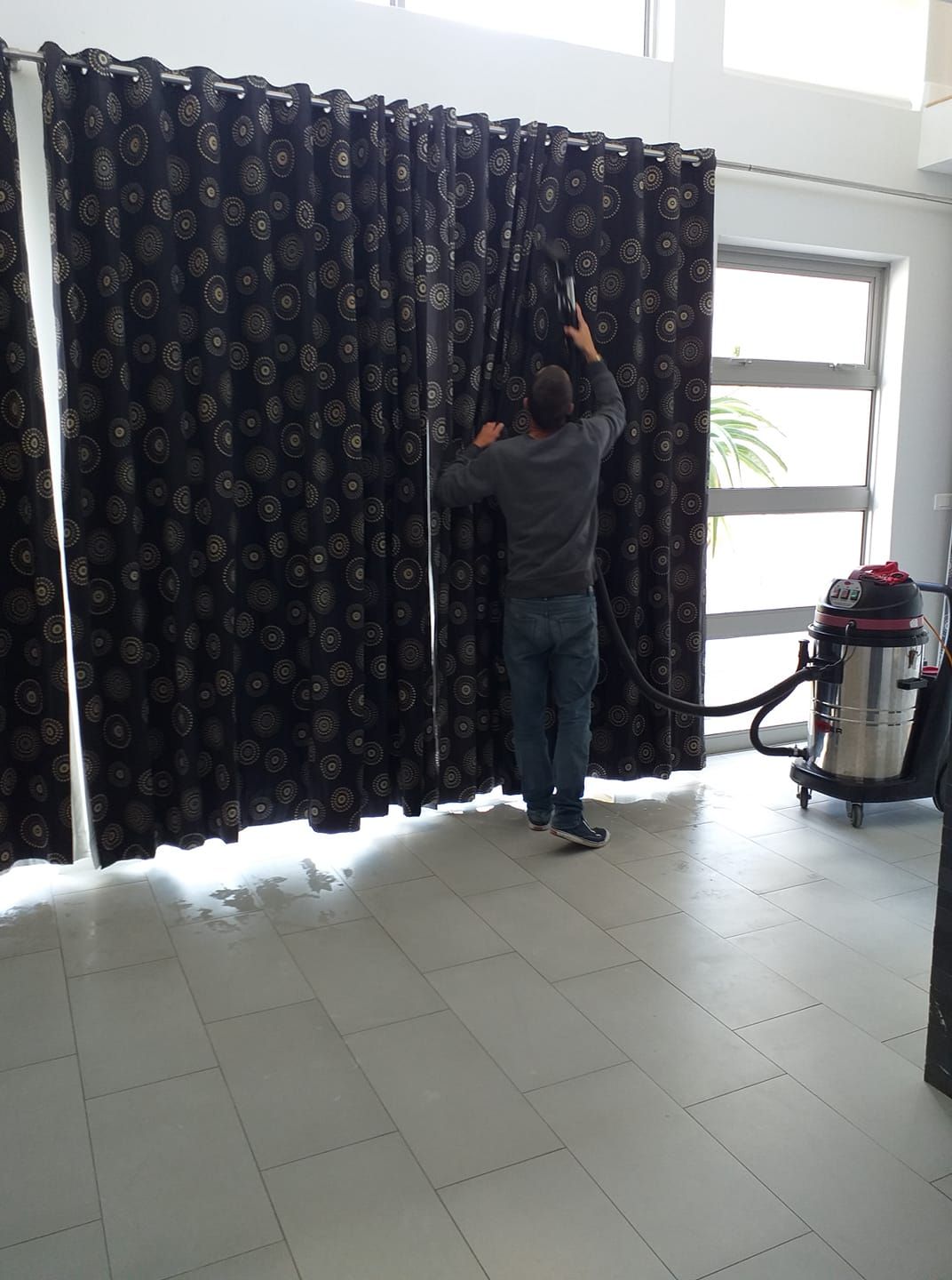 Curtains being cleaned